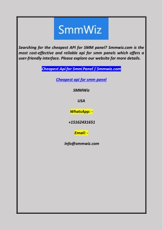 Cheapest Api for Smm Panel Smmwiz.com