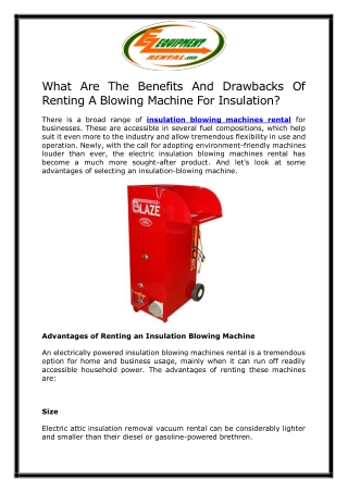 What Are The Benefits And Drawbacks Of Renting A Blowing Machine For Insulation