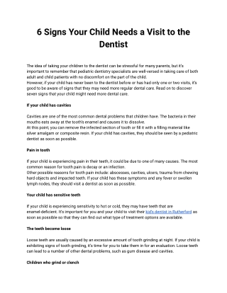 6 Signs Your Child Needs a Visit to the Dentist