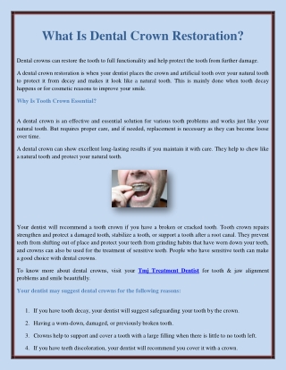 What Is Dental Crown Restoration?