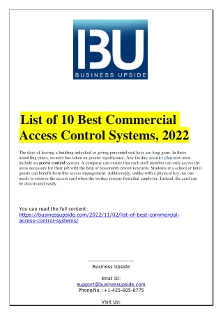 List of 10 Best Commercial Access Control Systems, 2022