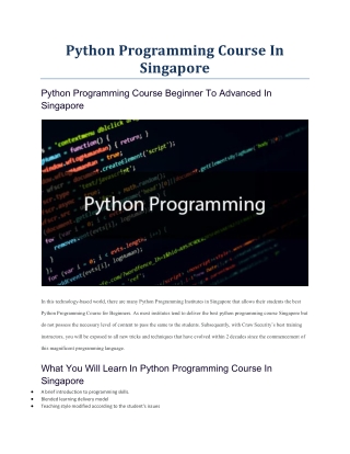 Python Programming Course In Singapore