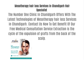 Mesotherapy hair loss Services in Chandigarh Hair Specialist