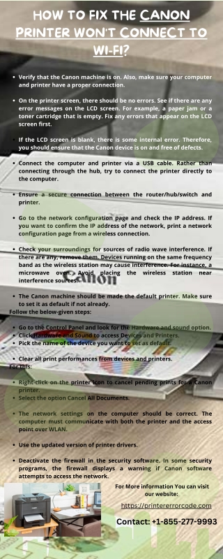 How to Fix the Canon Printer Won't Connect To Wi-Fi