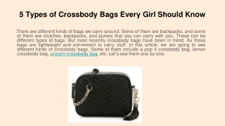 5 Types of Crossbody Bags Every Girl Should Know