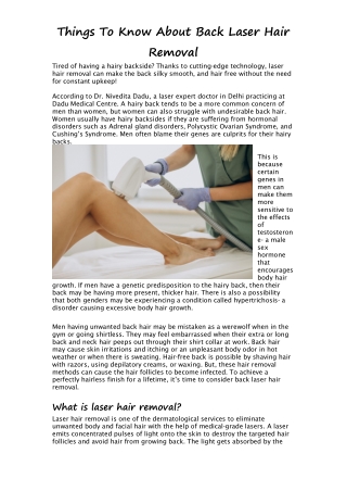 Things To Know About Back Laser Hair Removal