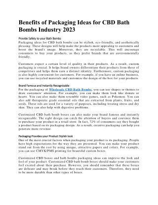 Benefits of Packaging Ideas for CBD Bath Bombs Industry 2023