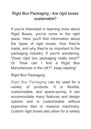 Rigid Box Packaging - Are rigid boxes sustainable