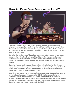 How to own free Metaverse