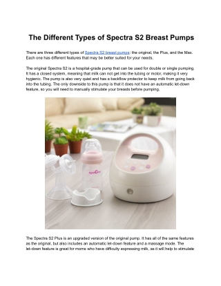 The Different Types of Spectra S2 Breast Pumps