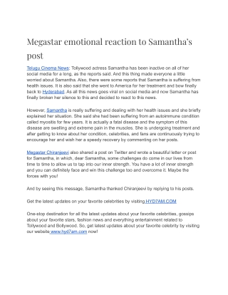 Megastar emotional reaction to Samantha’s post
