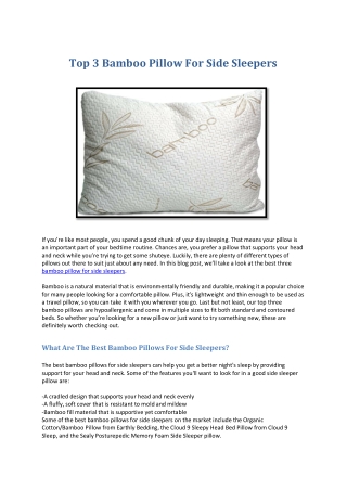 Top 3 Bamboo Pillow For Side Sleepers