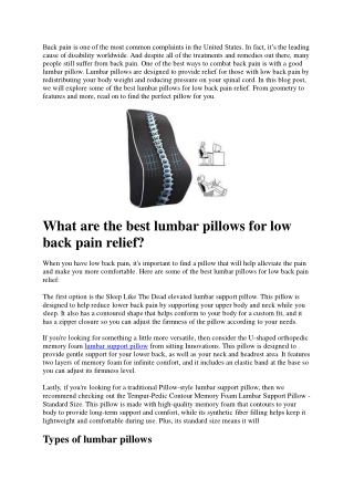 Best lumbar pillow for low back pain