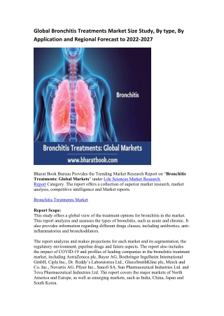 Global Bronchitis Treatments Market Research Report 2022-2027