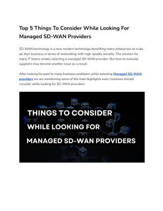 Top 5 Things To Consider While Looking For Managed SD-WAN Providers