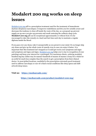 Modalert 200 mg works on sleep-concerning issues