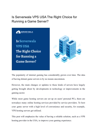 Is Serverwala VPS USA The Right Choice for Running a Game Server