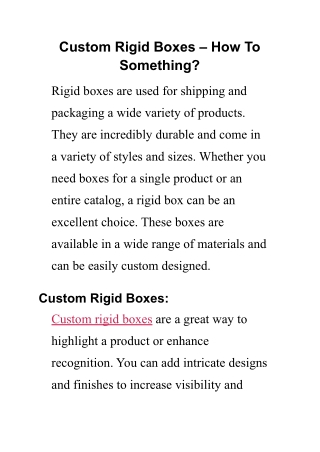 Custom Rigid Boxes – How To Something