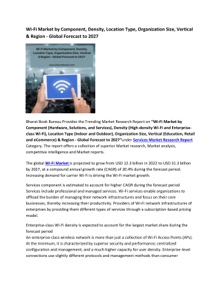 Global Wi-Fi Market Research Report 2022-2027