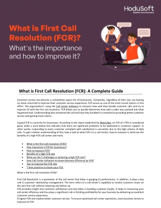 What is First Call Resolution (FCR) A Complete Guide