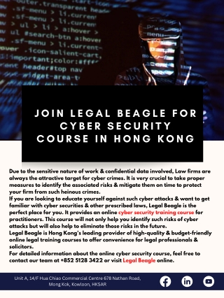 Join Legal Beagle for Cyber Security Course in Hong Kong