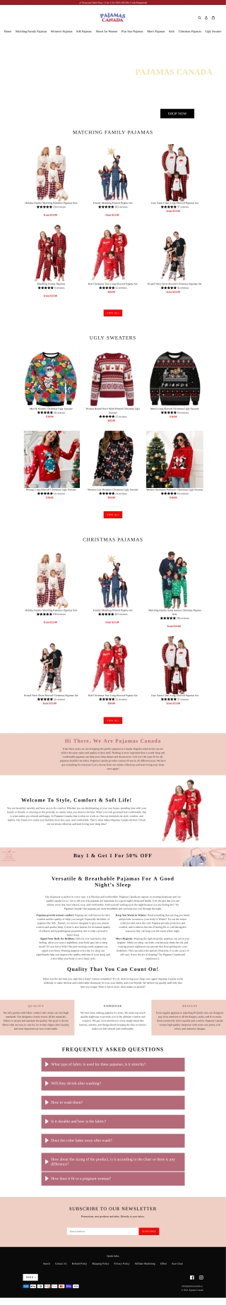 christmas pajamas canada