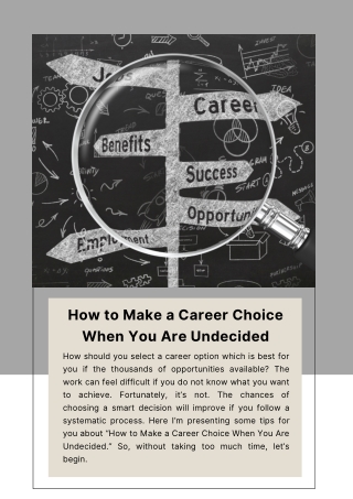How to Make a Career Choice When You Are Undecided