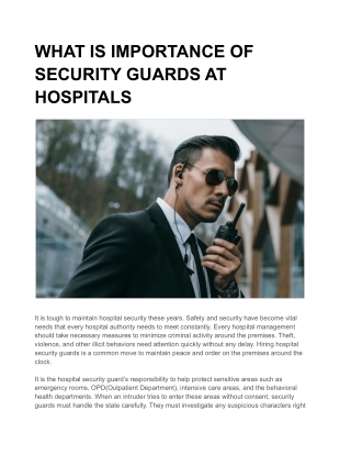 WHAT IS IMPORTANCE OF SECURITY GUARDS AT HOSPITALS