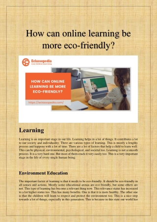 How can online learning be more eco-friendly