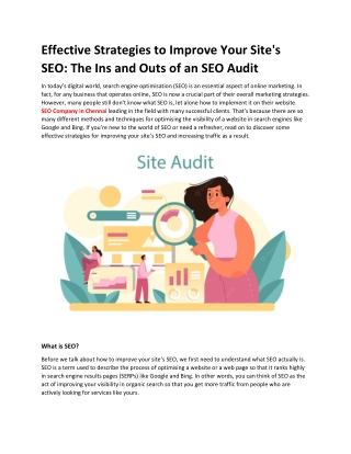 Effective Strategies to Improve Your Site The Ins and Outs of an SEO Audit