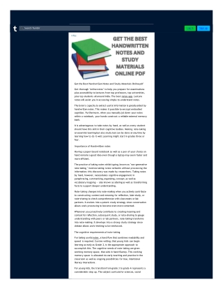 Get the Best Handwritten Notes and Study Materials Online pdf