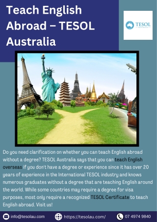 Teach English Abroad – TESOL Australia