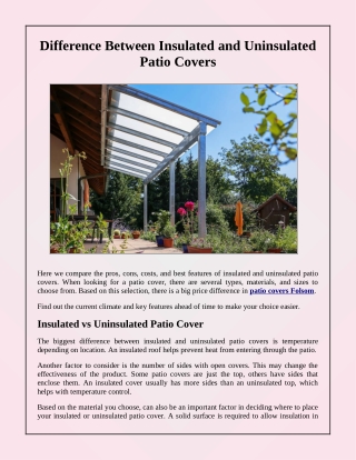 Why Insulated Is Better than Non-insulated Patio Covers