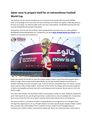 Qatar races to prepare itself for an extraordinary Football World Cup