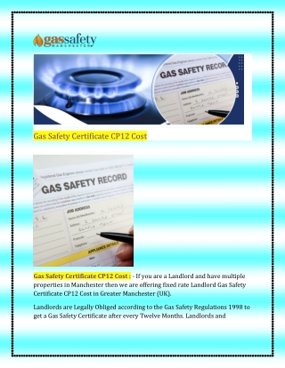 Gas Safety Certificate CP12 Cost