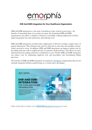 EHR And EMR Integration for Your Healthcare Organization