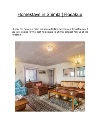 Homestays in Shimla | Rosakue