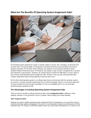 What Are The Benefits Of Operating System Assignment Help