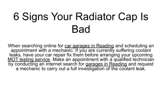 6 Signs Your Radiator Cap Is Bad