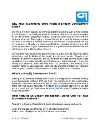 Why Your eCommerce Store Needs a Shopify Development Store