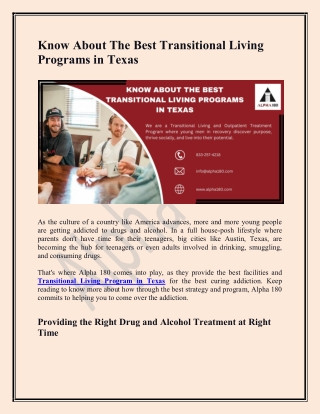 Know About The Best Transitional Living Programs in Texas