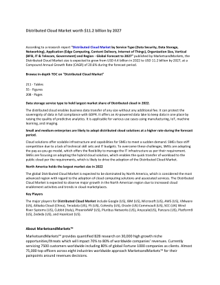 Distributed Cloud Market worth $11.2 billion by 2027