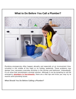 What to Do Before You Call a Plumber?