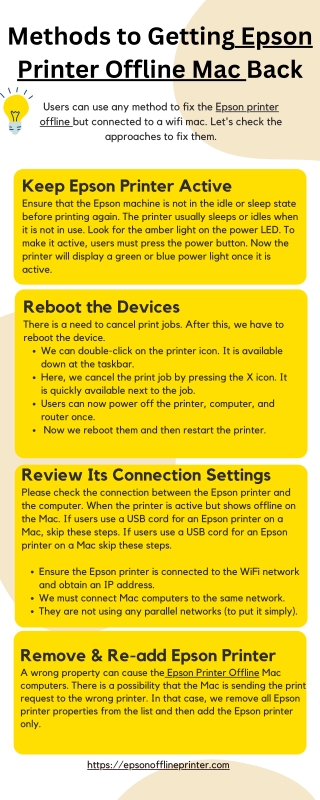 Methods to Getting Epson Printer Offline Mac Back