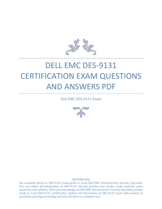 Dell EMC DES-9131 Certification Exam Questions and Answers PDF