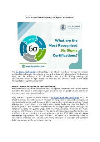 What are the Most Recognized Six Sigma Certifications.docx