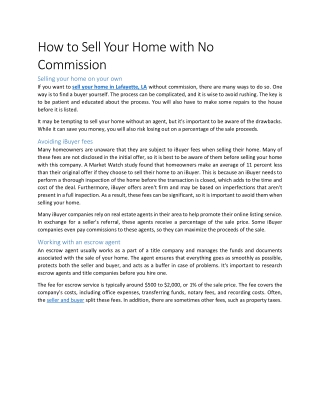 How to Sell Your Home with No Commission