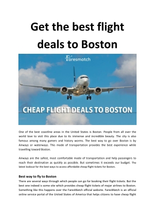 Get the best flight deals to Boston