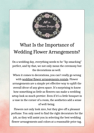 What Is the Importance of Wedding Flower Arrangements