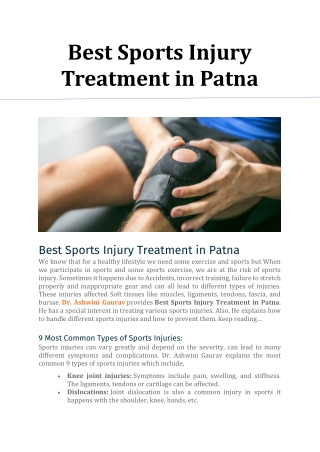 Best Sports Injury Treatment in Patna